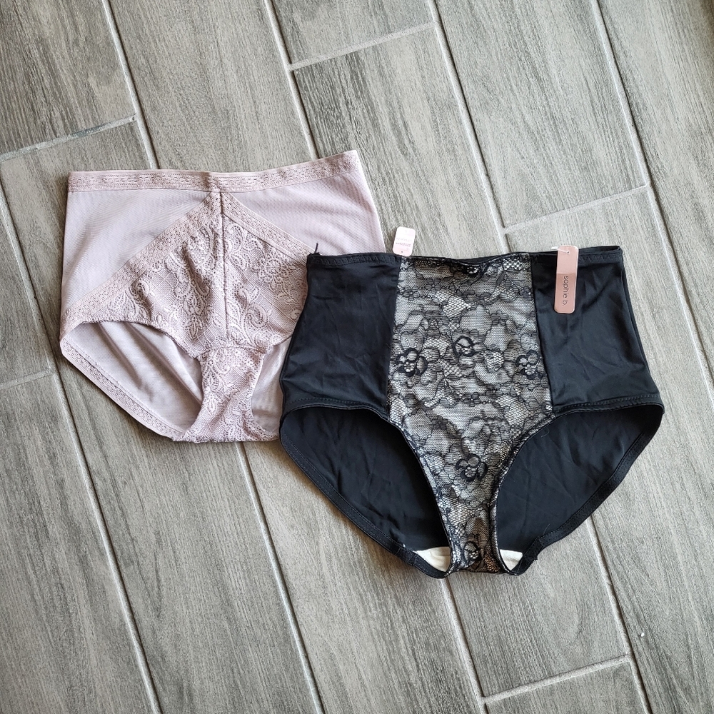 2 pair Sophie B. Intimates Lace high waisted pinup lavender panties bottoms NWT